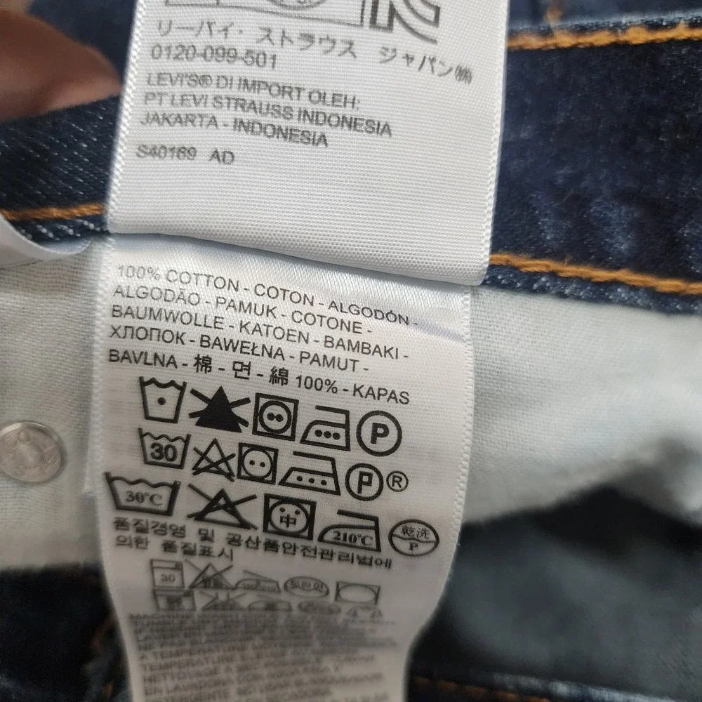 Levis 505 Regular Fit Straight Leg Jeans Dark Wash Indigo Denim 33x32 Mens